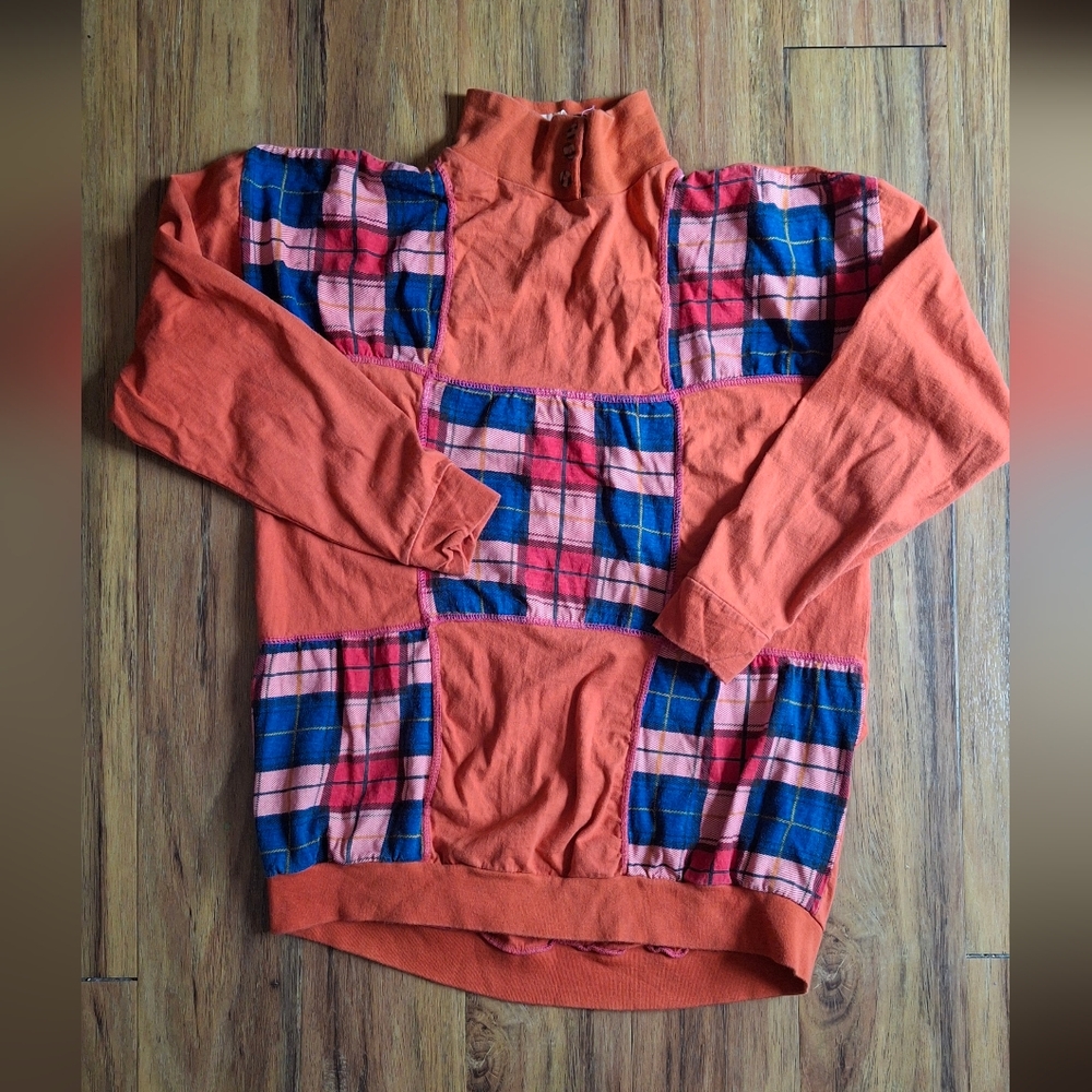 Vintage 90s Patchwork Longsleeve Shirt VTG